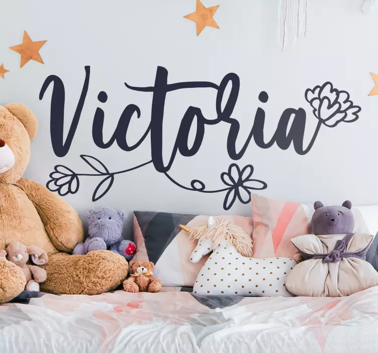 Customisable flower headboard sticker illustration - TenStickers