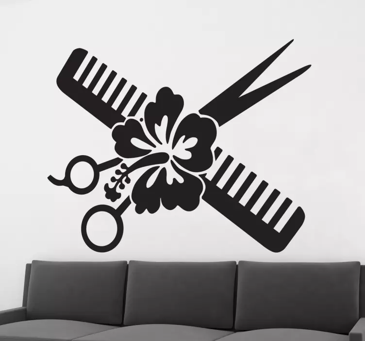 Flower, Scissors and Comb Wall Sticker - TenStickers