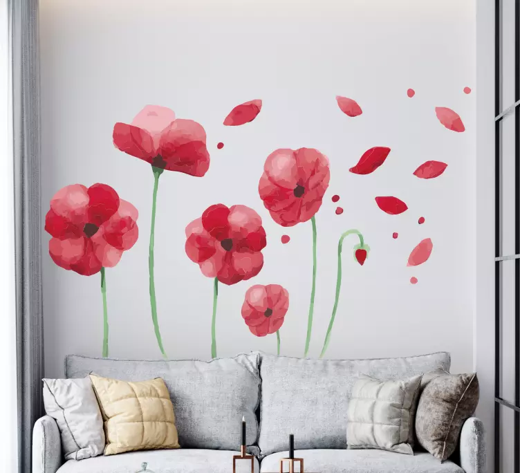 Flower wall sticker poppy flower design - TenStickers