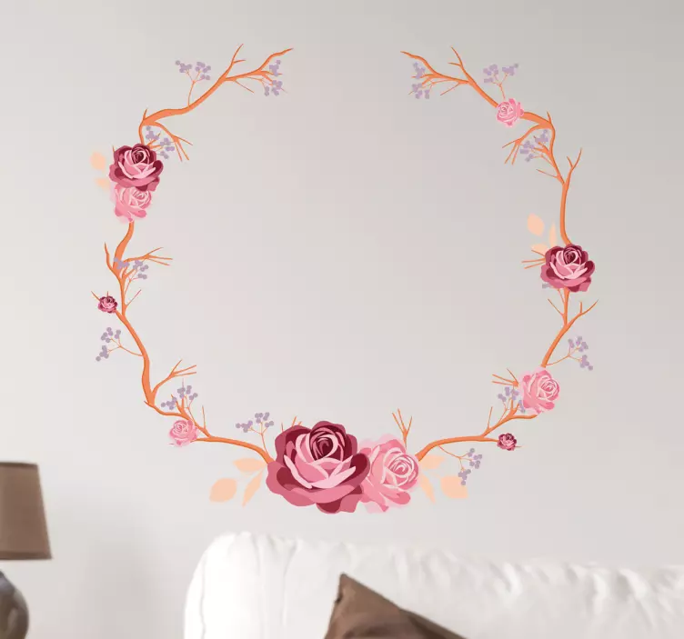 Flower Wreath Wall Sticker - TenStickers