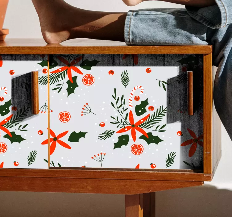 Flowers and Oranges christmas sticker - TenStickers