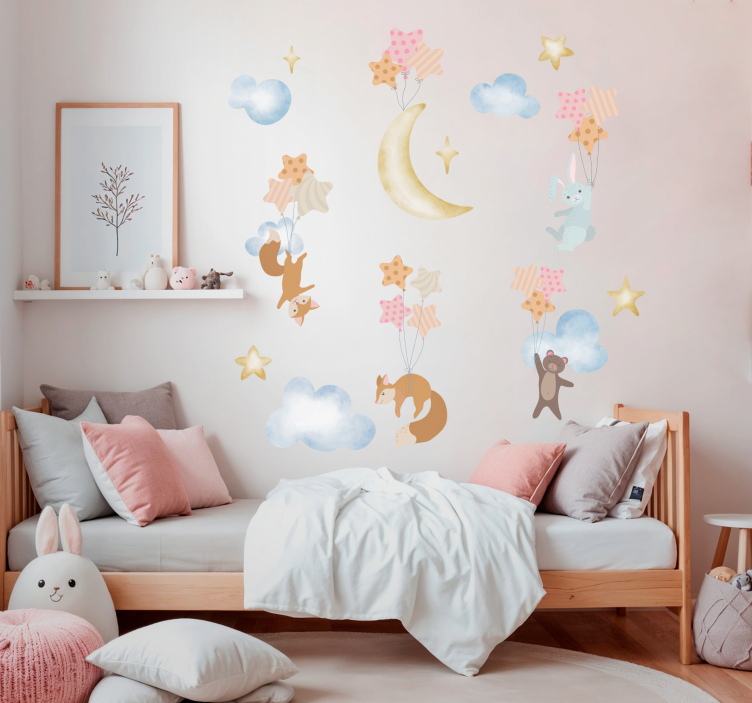 Forest animals with airballoons wall sticker - TenStickers