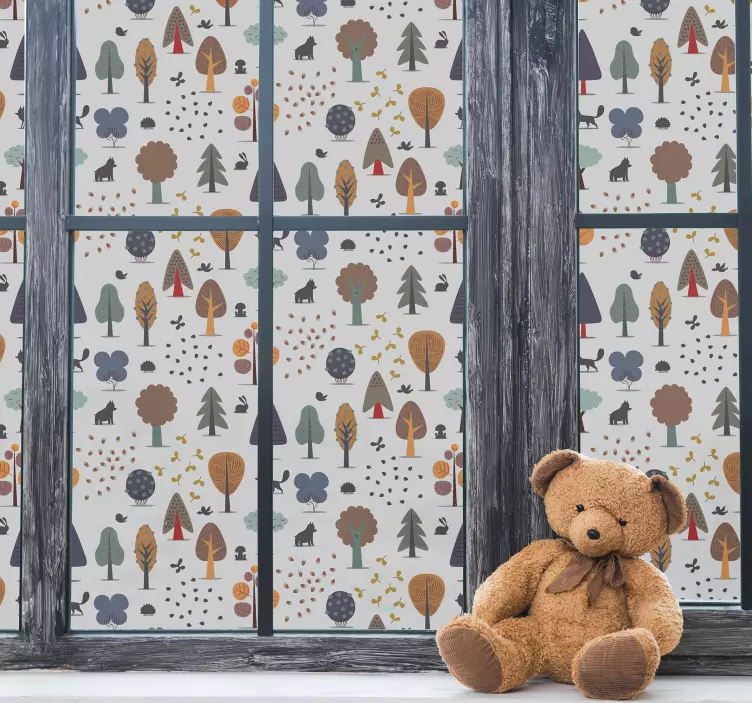 Forest with animals window sticker - TenStickers