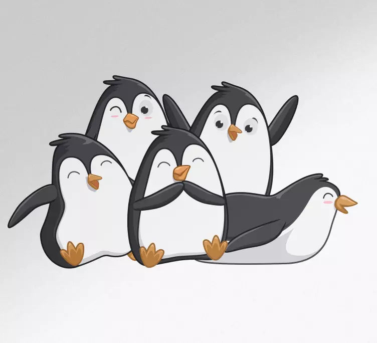 Funny design of pinguins  fridge sticker - TenStickers