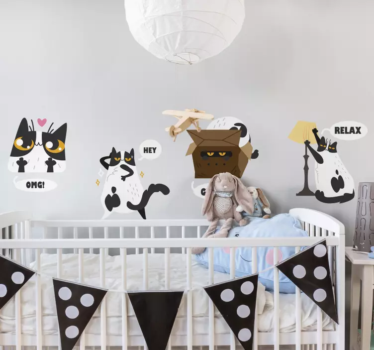 Funny modern cats wall sticker - TenStickers