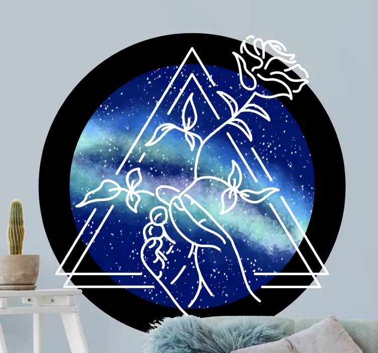Galactic hand rose wall sticker - TenStickers