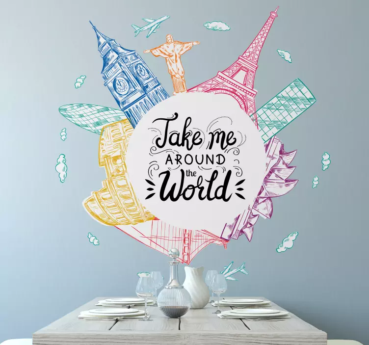 Gems around the globe travel stickers - TenStickers