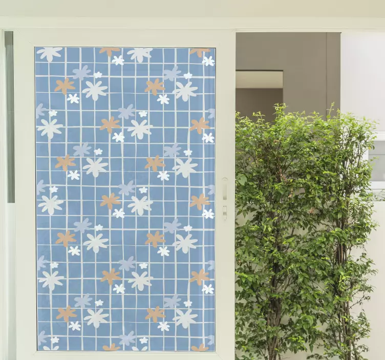 Geometric pattern with daisies window sticker - TenStickers