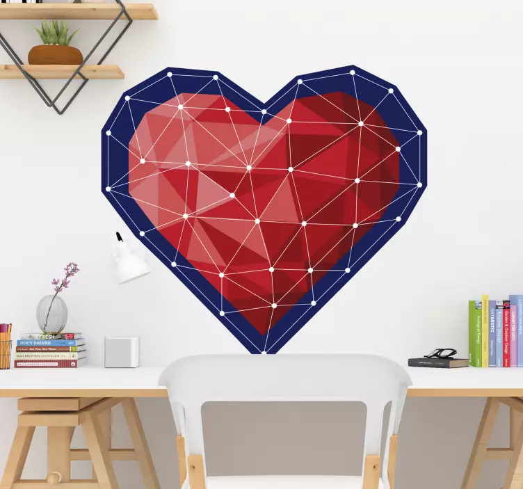 Geometric heart origami style love sticker - TenStickers