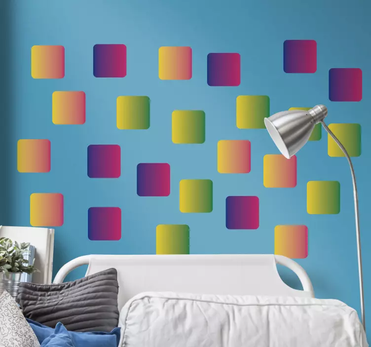 Geometric rainbow squares square sticker - TenStickers