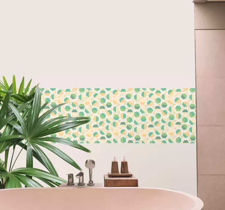 Geometric green arrangement tile sticker - TenStickers