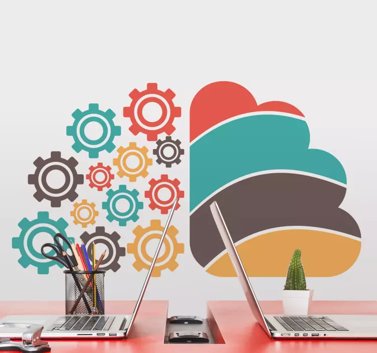 Geometric wall sticker colorful gear patterns - TenStickers