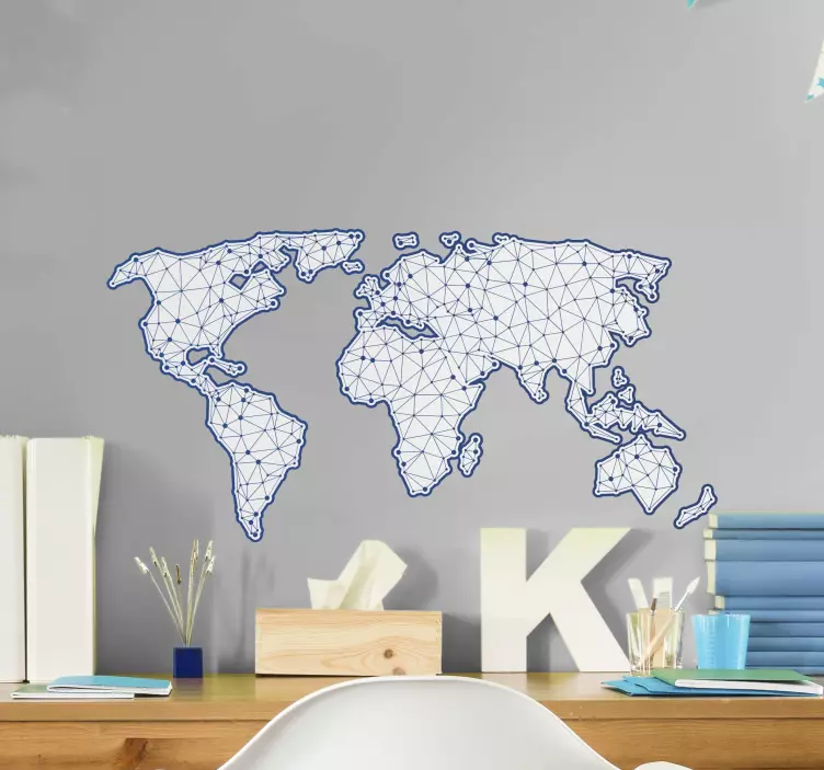 Geometric worldmap world map wall sticker - TenStickers