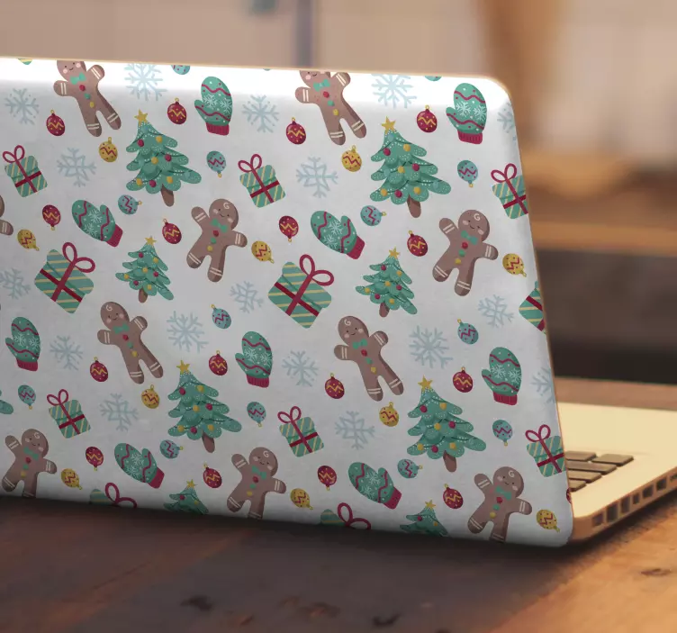 Gingerbread men and presents laptop skins - TenStickers