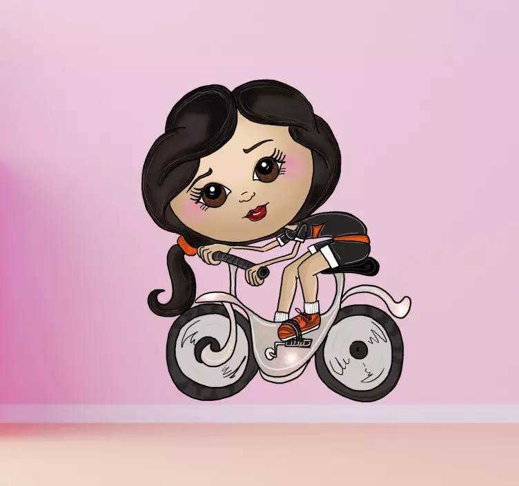 Girl Cyclist Wall Sticker - TenStickers