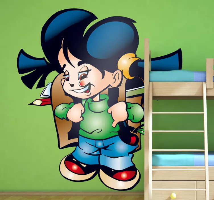 Adorable Girl Student Sticker - TenStickers