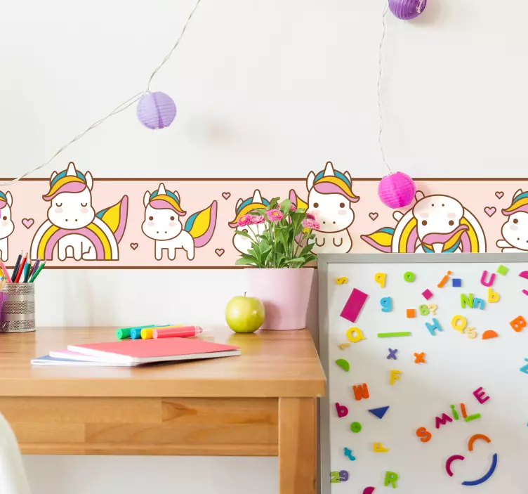 Glamour unicorns and rainbows set wall sticker - TenStickers