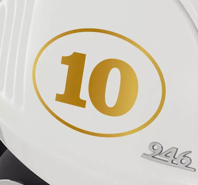 Golden personalized number motorbike sticker - TenStickers