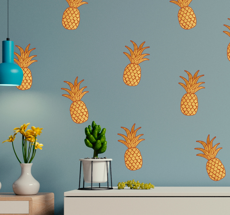 Golden Pineapples Wall Sticker - TenStickers