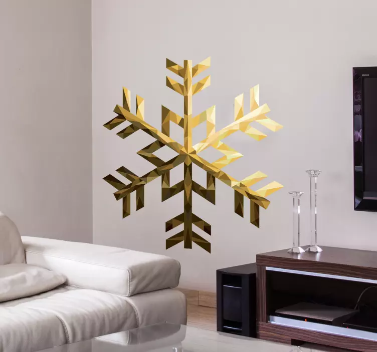 Golden Snowflake Wall Sticker - TenStickers