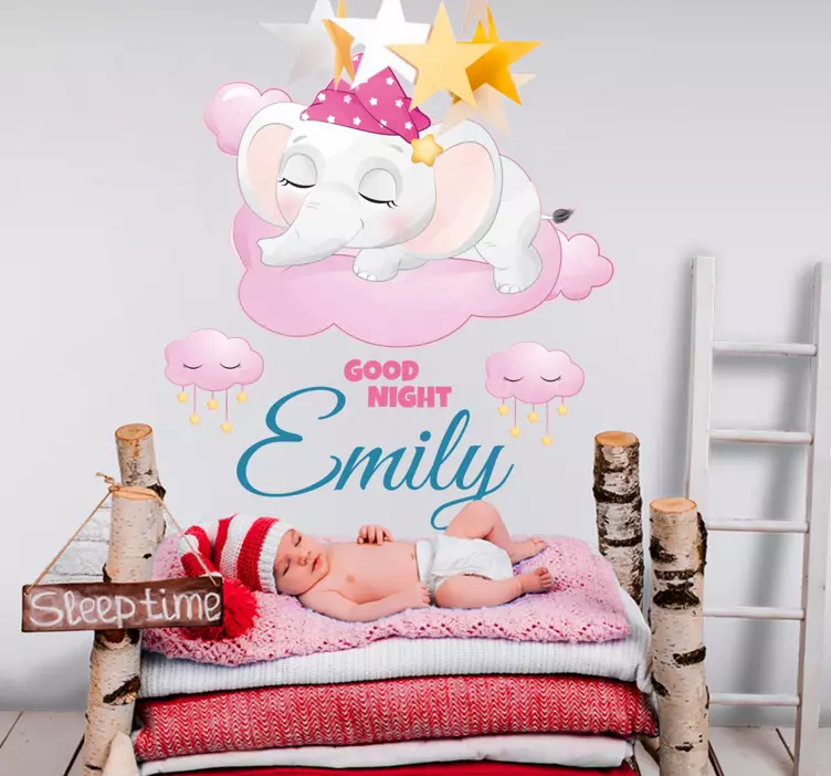 Nursery wall sticker good night elephant - TenStickers