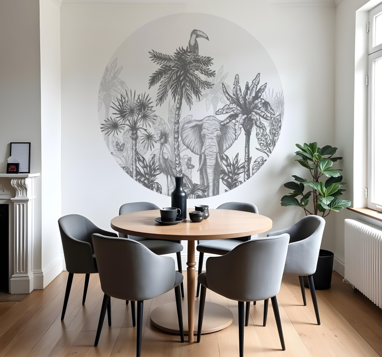 Gray safari cercle wall sticker - TenStickers