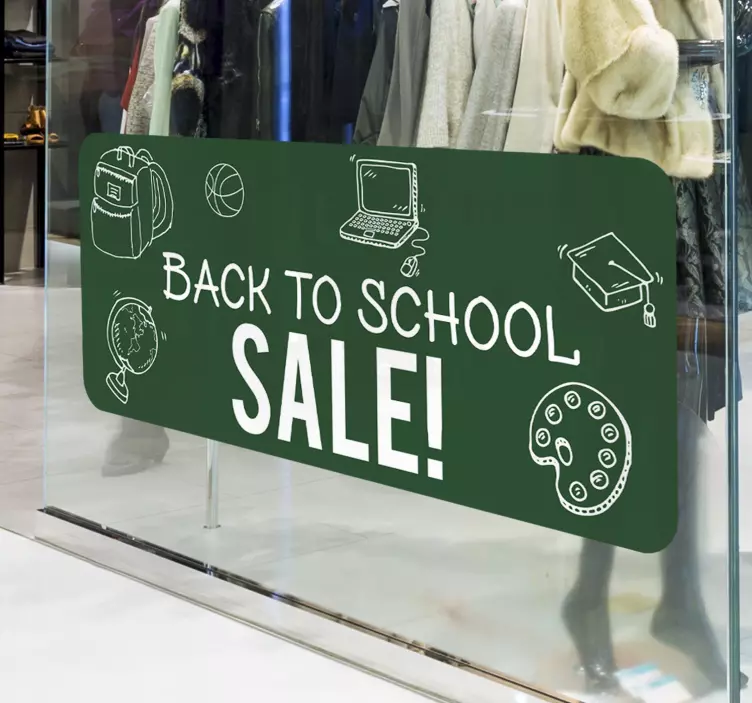Green back to school Shop Window Sticker - TenStickers