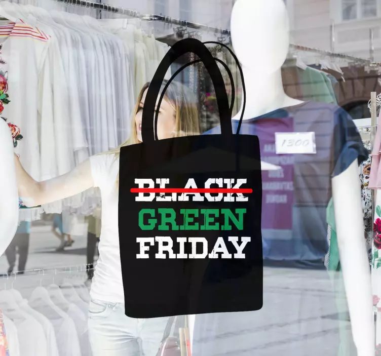Green Friday shopping bag black friday stickers - TenStickers