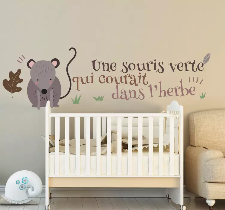green mouse nursery rhyme wall sticker - TenStickers