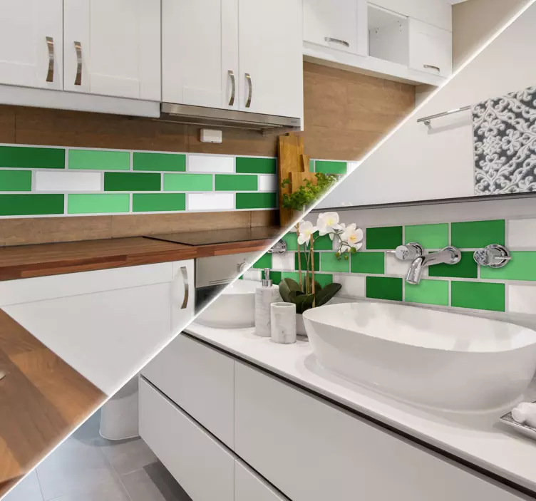 Green tile border sticker - TenStickers