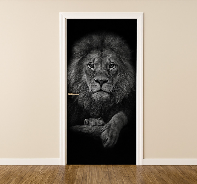 Grey shades lion door sticker - TenStickers