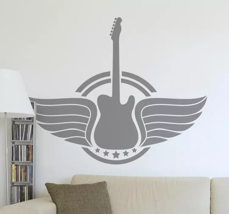 Guitar with Wings Logo Sticker - TenStickers
