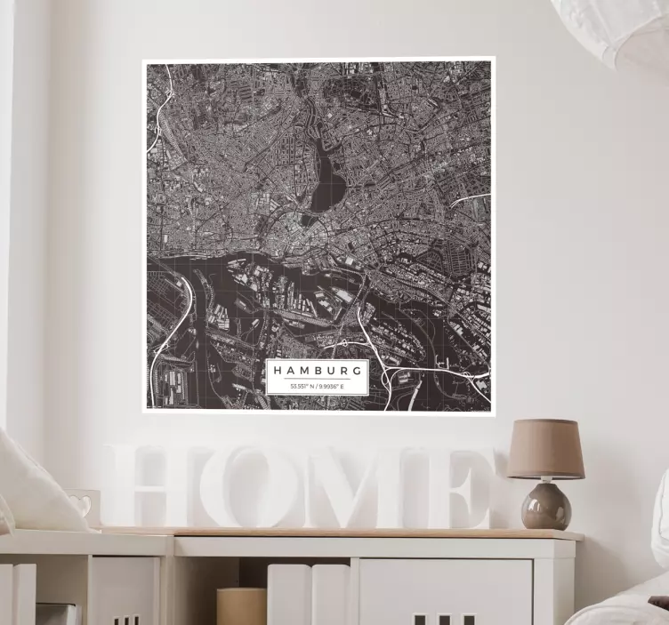 Hamburg city map wall sticker - TenStickers
