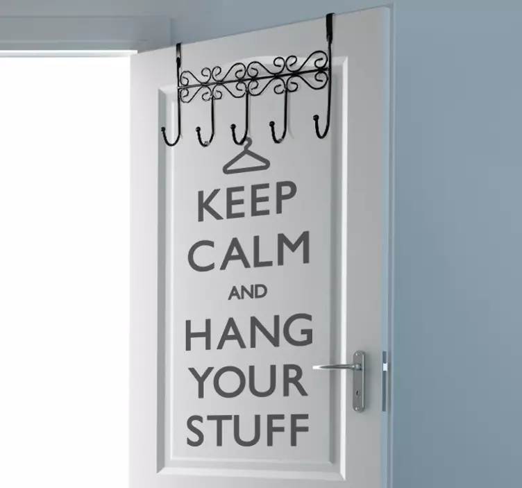Hang your stuff text hanger door sticker - TenStickers