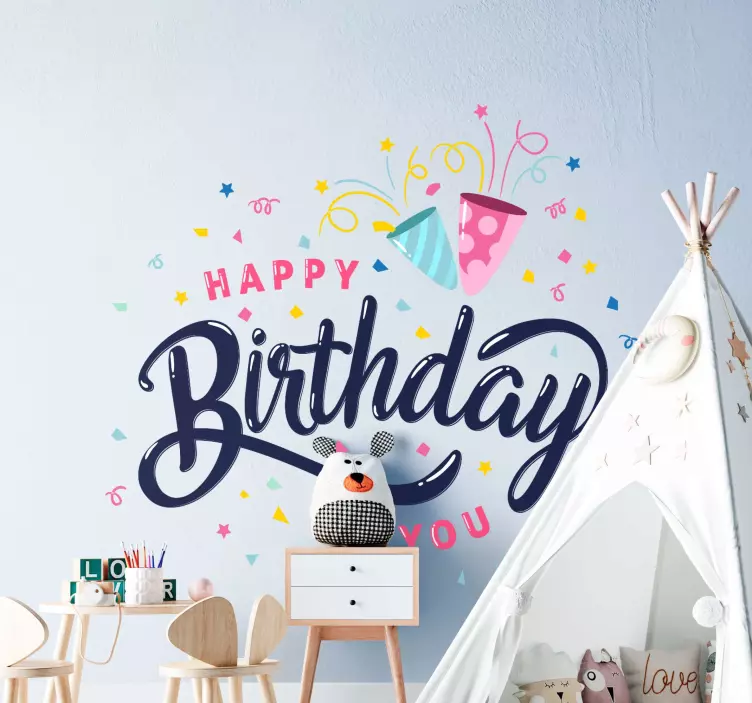 Happy Birthday Confetti wall sticker - TenStickers