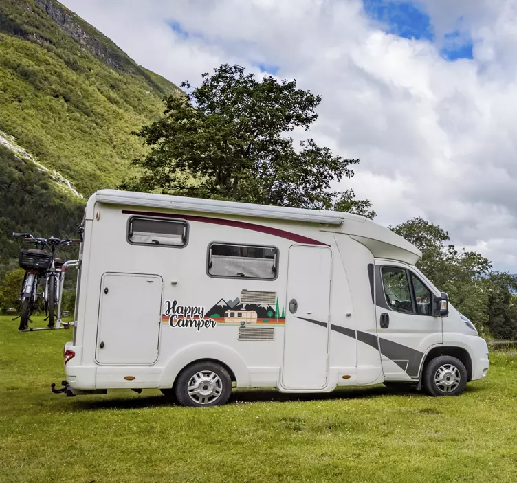 Happy Camper Vehicle Sticker - TenStickers