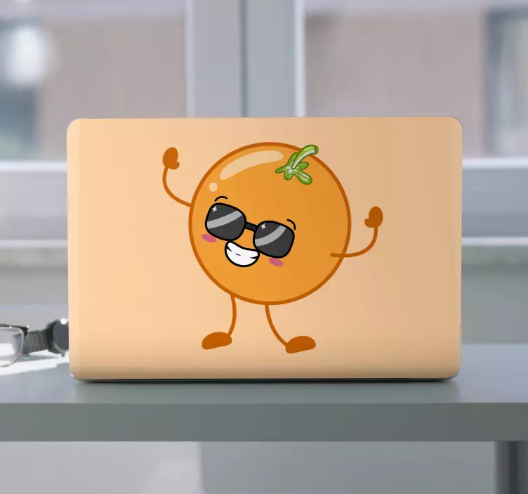 Happy Orange Character laptop skin - TenStickers