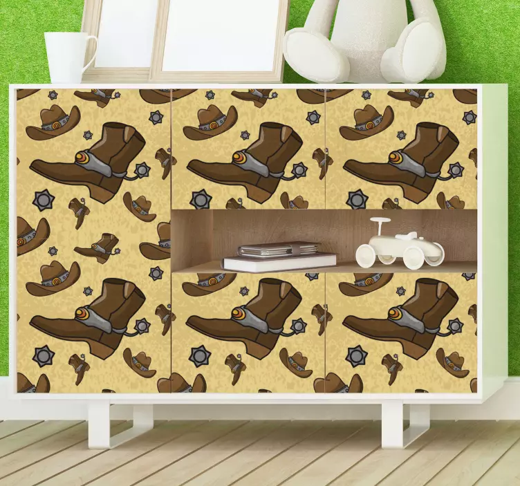 Hat and Boots Pattern  furniture sticker - TenStickers