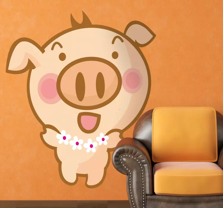 Hawaiian Pig Kids Sticker - TenStickers