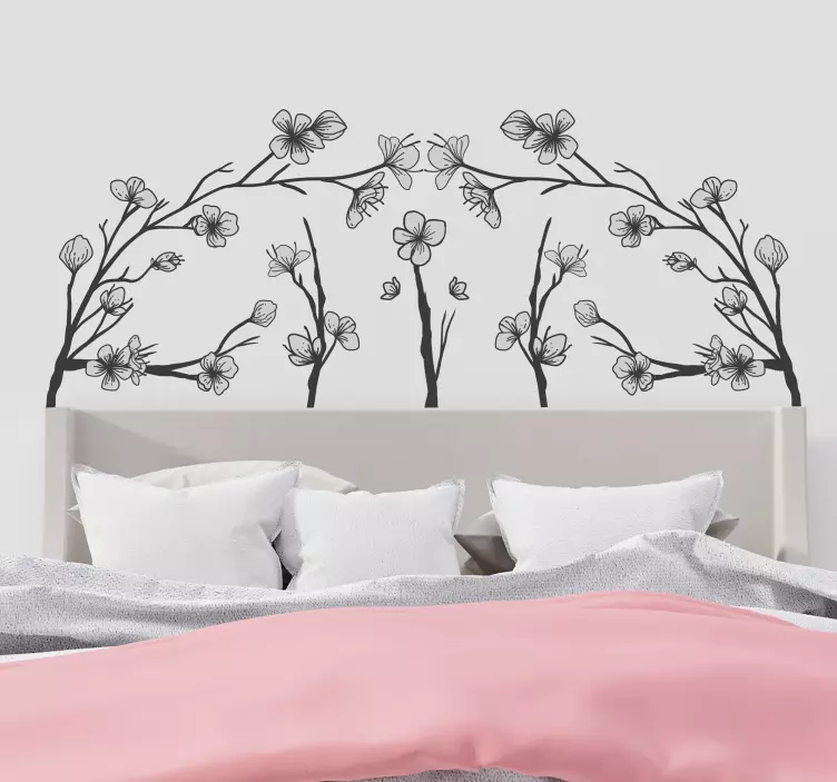 Headboard with flowers headboard sticker - TenStickers