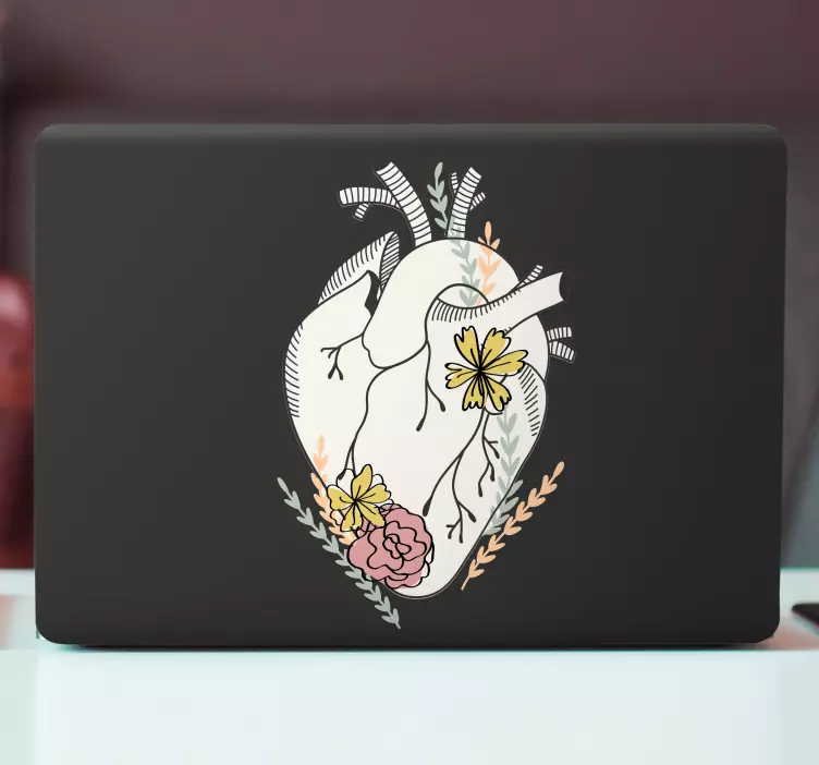 Heart With Flowers laptop skin - TenStickers