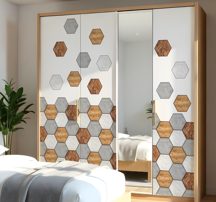 hexagon tiles texture furniture sticker - TenStickers