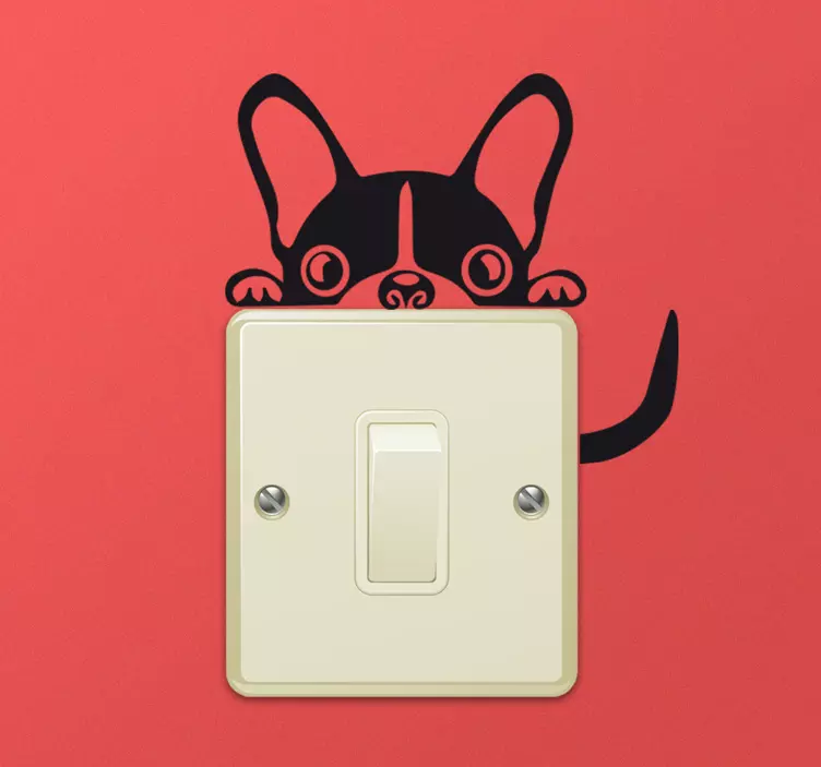 Hiding Frenchie Light Switch Sticker - TenStickers