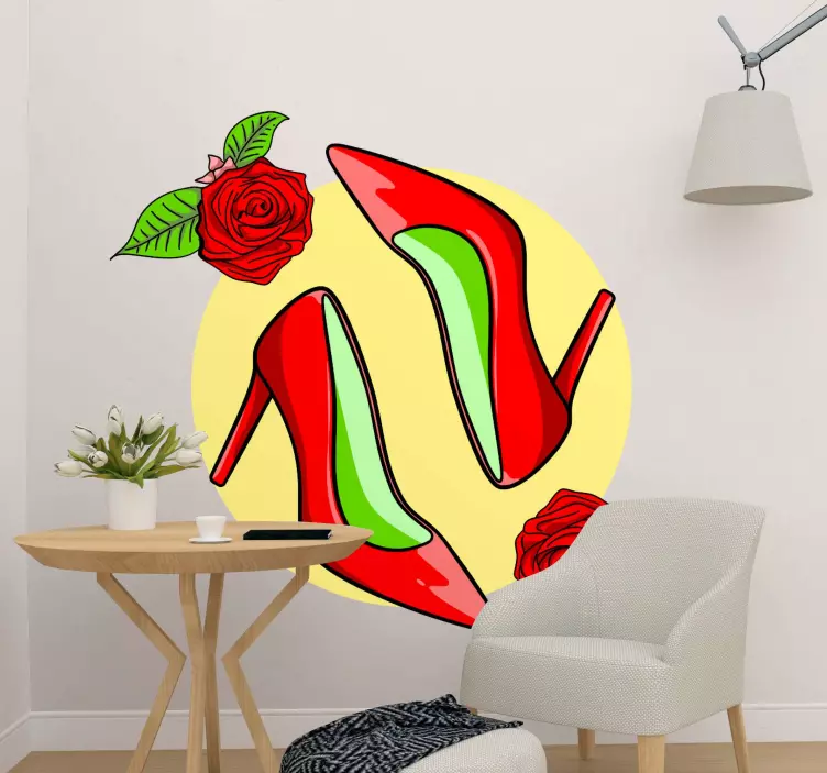 High heel with flowers flower wall sticker - TenStickers