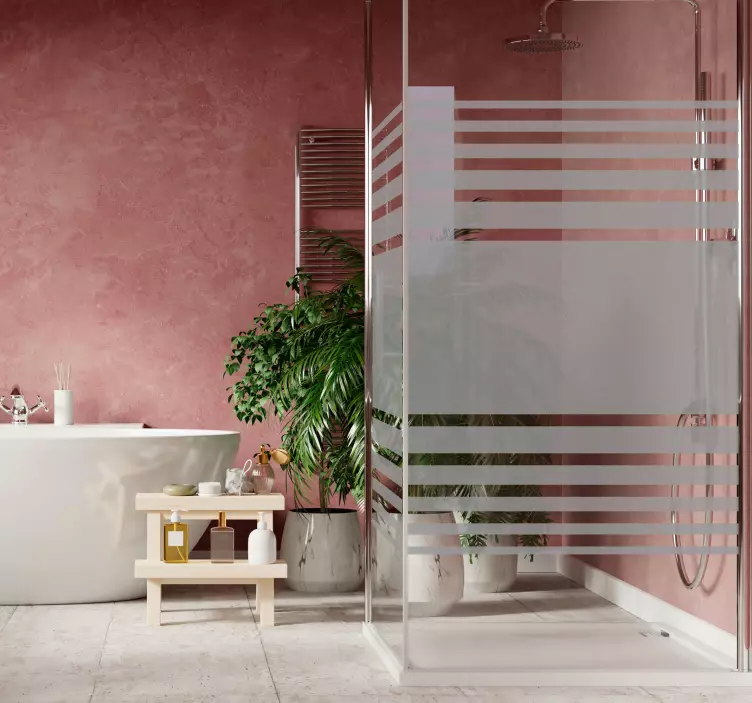 Horizontal stripes lines pattern shower screen sticker - TenStickers