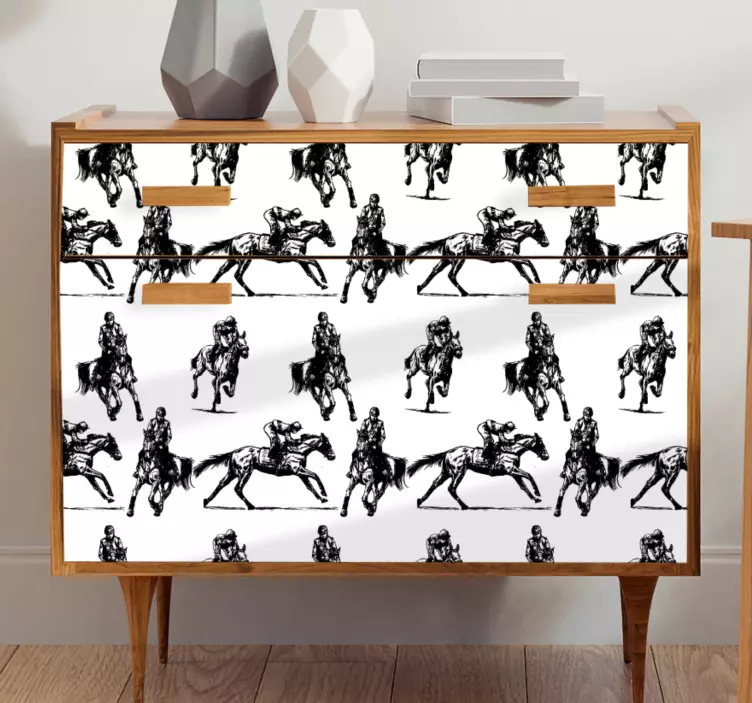 Horseback rider pattern furniture sticker - TenStickers