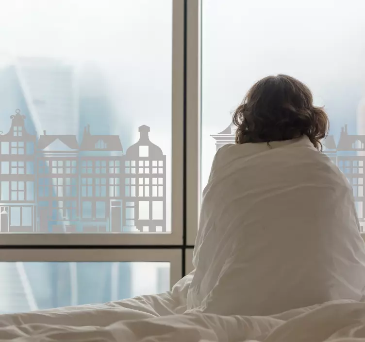 Houses along canal window sticker - TenStickers