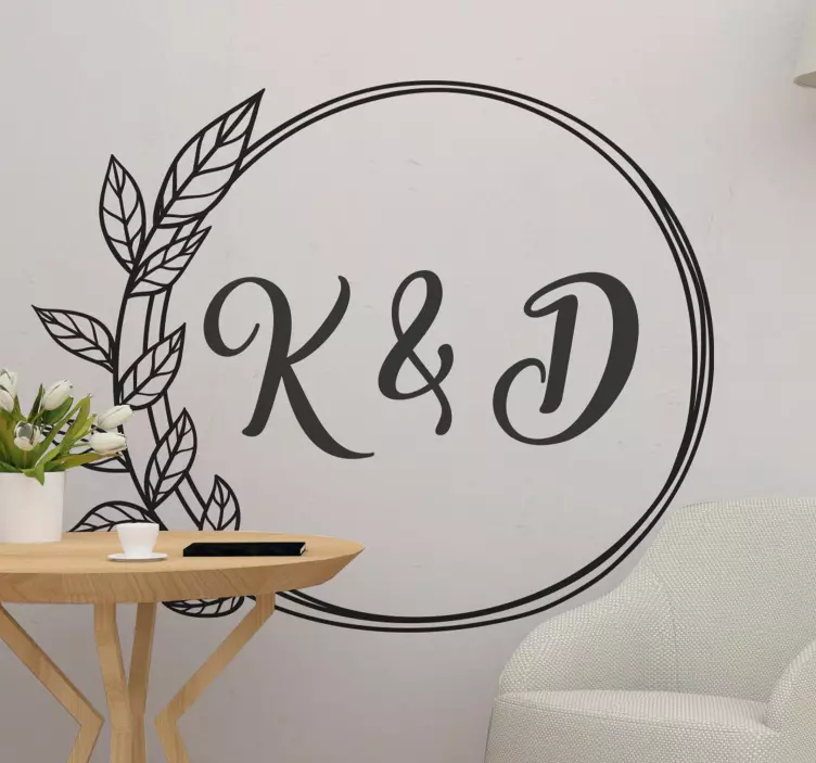 Husband and wife initials in wedding sticker - TenStickers