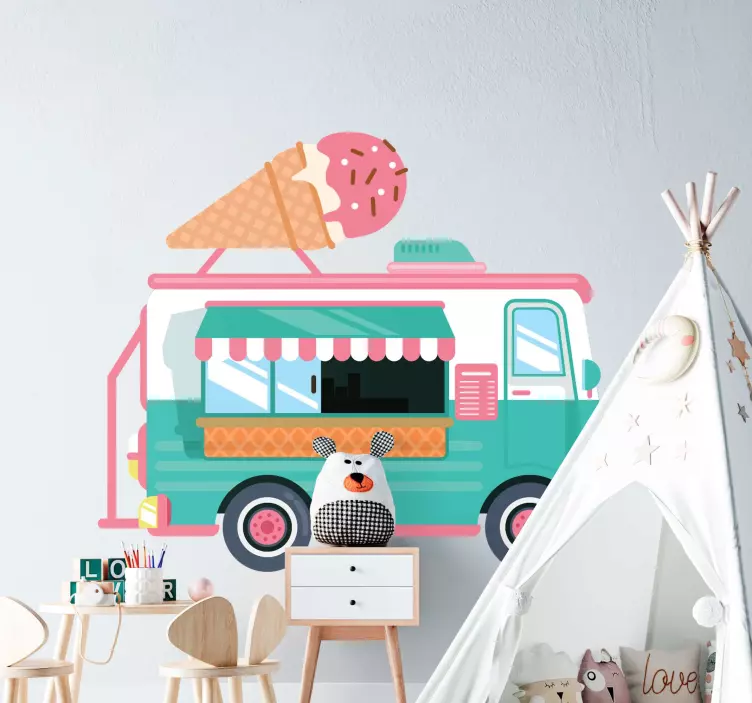 Illustration ice cream truck sticker - TenStickers