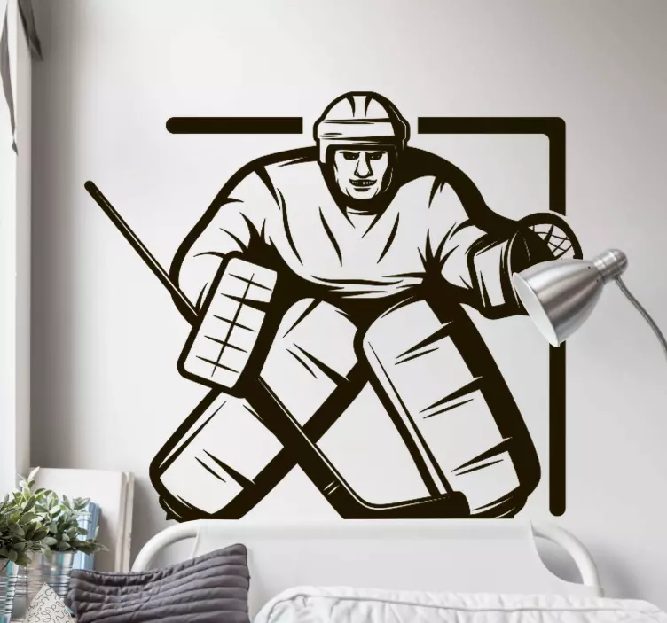 Ice Hockey Keeper in Net wall decal - TenStickers